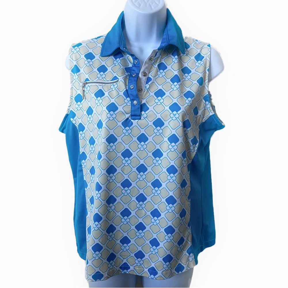 Birdy & Grace, Golf Sleeveless 1/4 Zip Polo Top Shirt Blouse